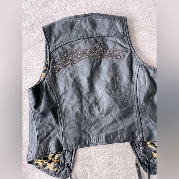 Harley Davidson LuxeVintage Leather Vest Women’s Size Small Bikercore Y2K Grunge - Picture 4 of 6